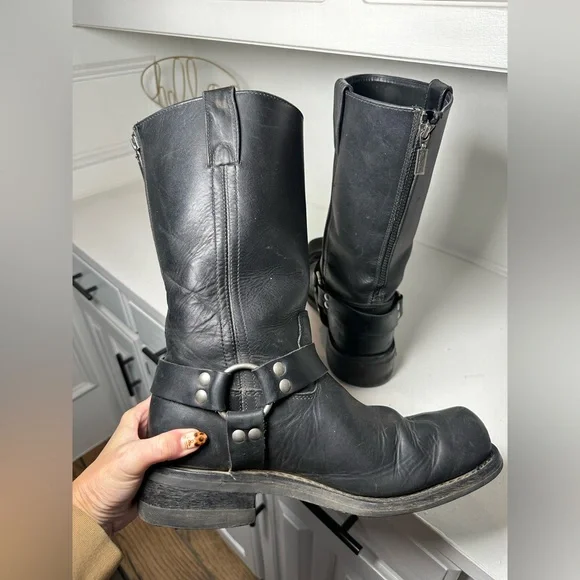 **SOLD**Milwaukee Leather Men’s Black Harness Boots 10.5 Moto Biker Western - Picture 8 of 9